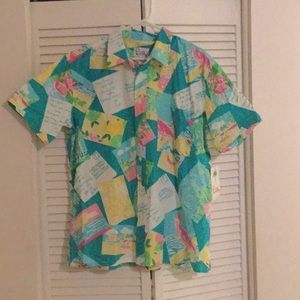 Men’s Lilly Pulitzer SS Shirt Boca Blue Postcards